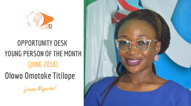 Olowo Omotoke Titilope from Nigeria is OD Young Person of the Month for June 2018!