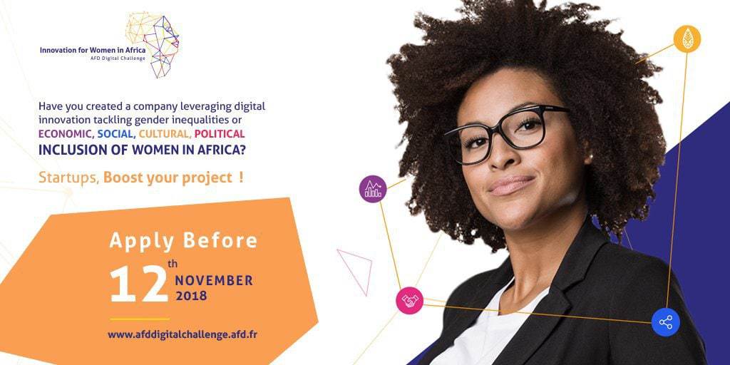 AFD Digital Challenge for Startups Promoting Gender Equality 2018 (€85,000 prize)