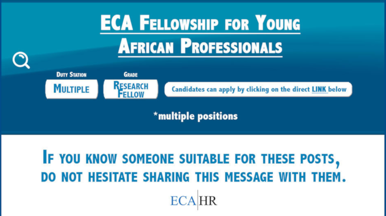 United Nations Economic Commission for Africa (ECA|HR) Fellowship for Young African Professionals 2019 (Fully-funded)