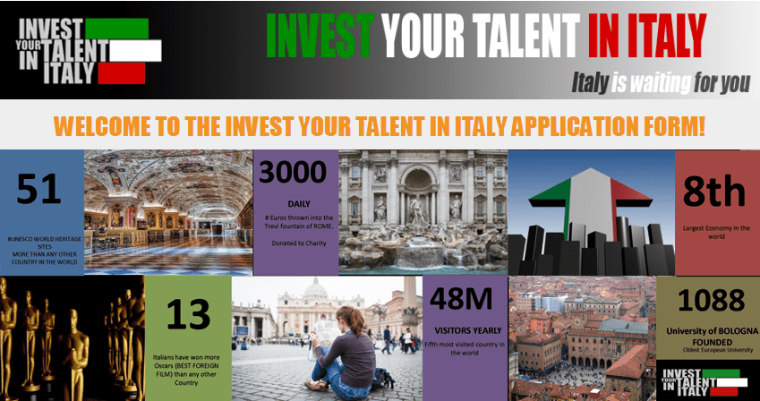 Invest Your Talent in Italy Scholarship Program 2019