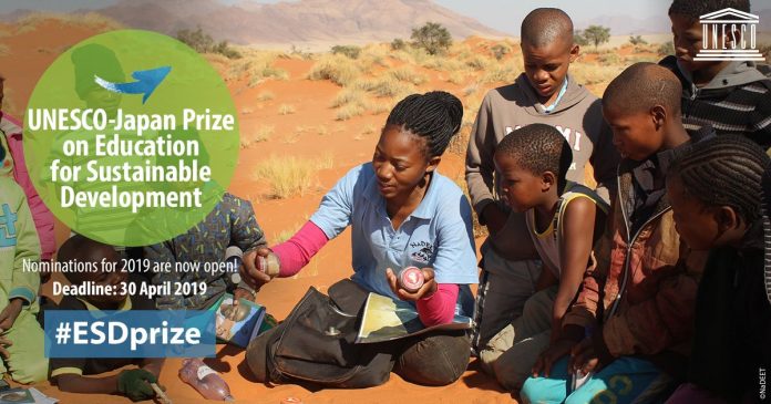 UNESCO-Japan Prize on Education for Sustainable Development 2019 (USD $50,000 prize)